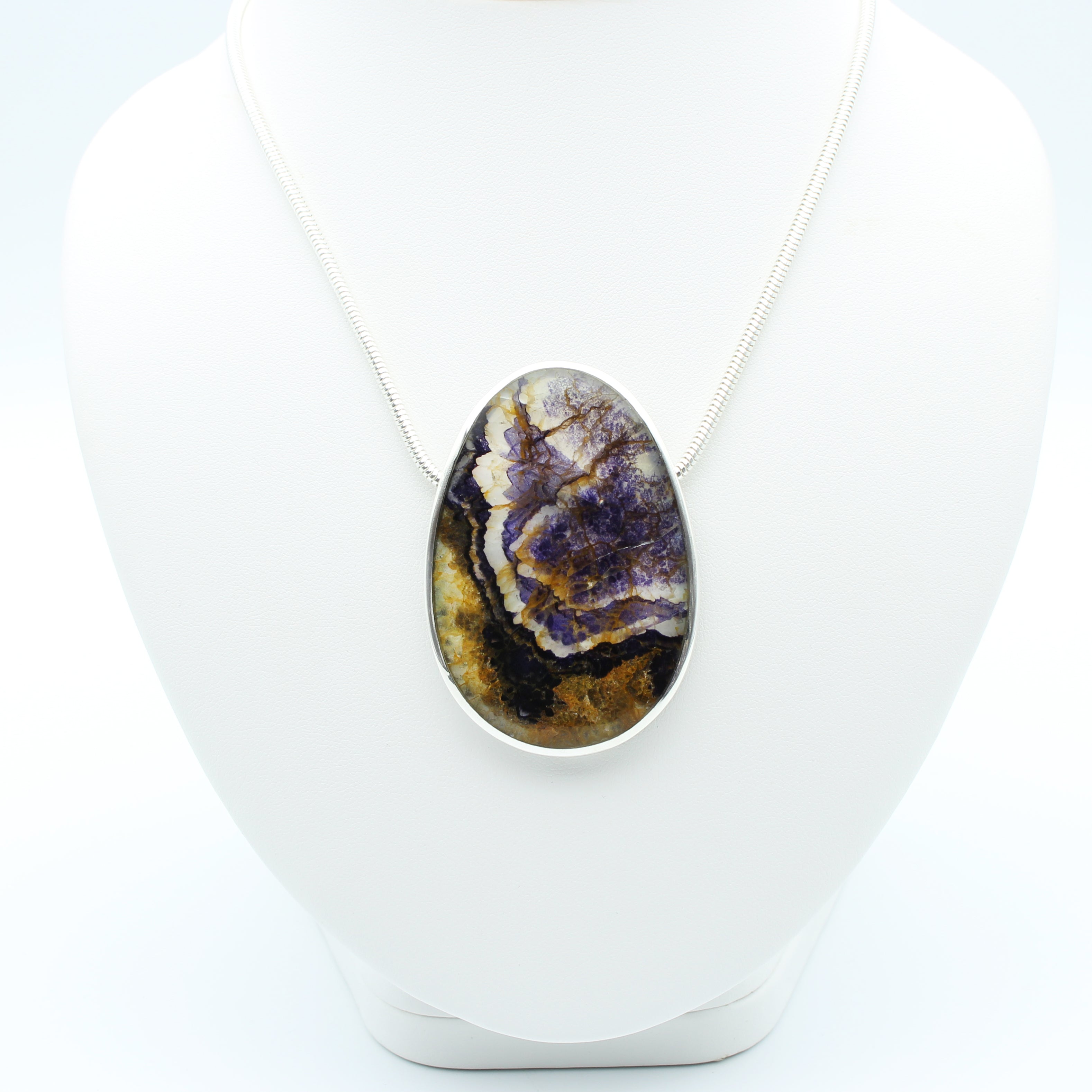 Blue John and Sterling Silver Small Oval Pendant Necklace - The Richard  Harvey Collection